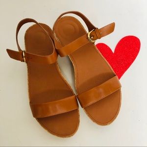 FLITFLOP-low wedge sandal with cork heel.